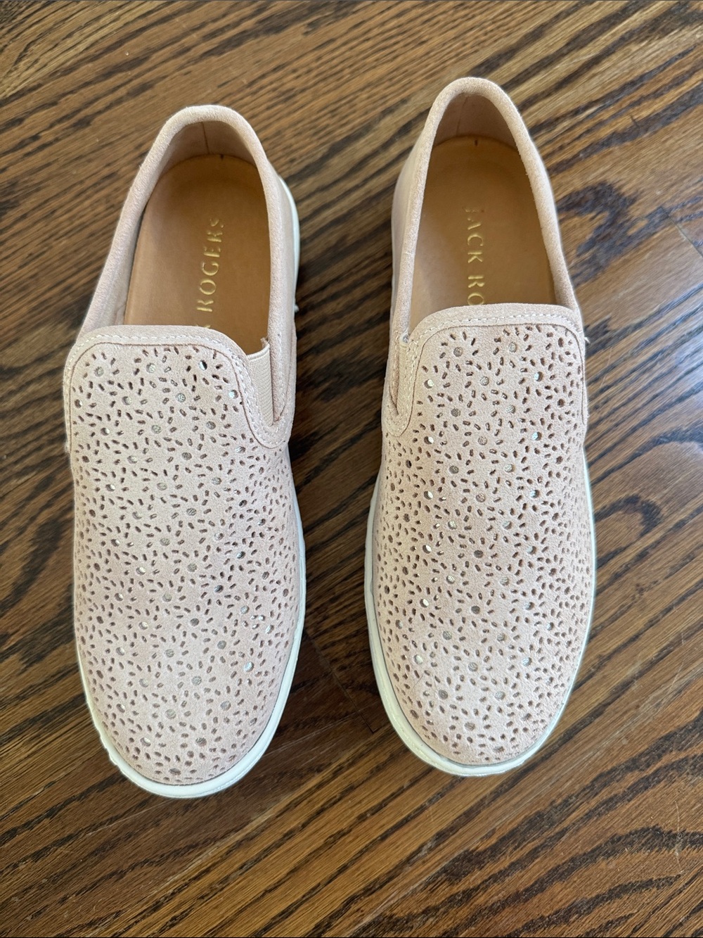 Jack Rogers Blush Laser-Cut Suede Slip-On Sneakers